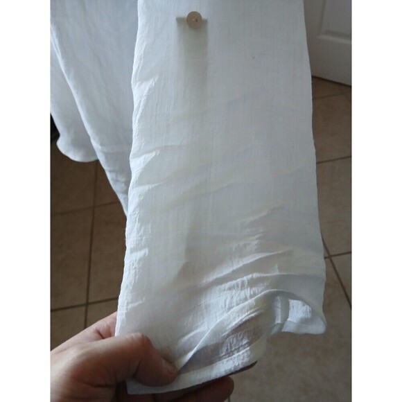 Fyve Womens Button Up Shirt Size 1X Ombre Blue White V Neck Roll Tab Lightweight - Picture 6 of 16